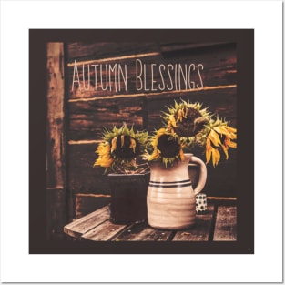 Autumn Blessings Sunflowers Posters and Art